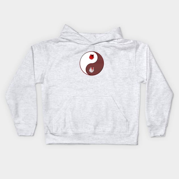 yin yang balance harmony design eastern philosophy wolf Kids Hoodie by 4rpixs